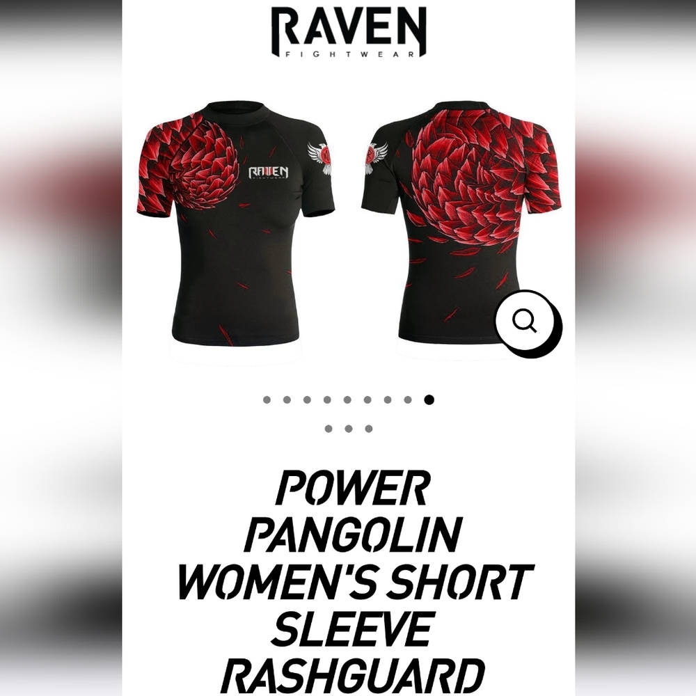 Raven Pover Pangolin Women's Short Sleeve Rashguard Sz S Black/ Red